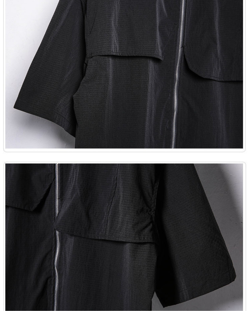 Versatile Zip-Up Short Sleeve Shirt - techwear fashion - Stylish Zip-Up Short Sleeve Shirt for Everyday Wear - View 8