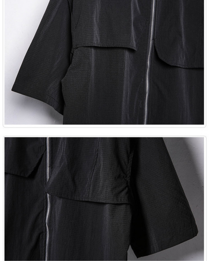 Versatile Zip-Up Short Sleeve Shirt - techwear fashion - Stylish Zip-Up Short Sleeve Shirt for Everyday Wear - View 8
