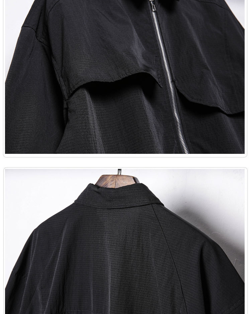 Versatile Zip-Up Short Sleeve Shirt -  techwear - Stylish Zip-Up Short Sleeve Shirt for Everyday Wear - View 7