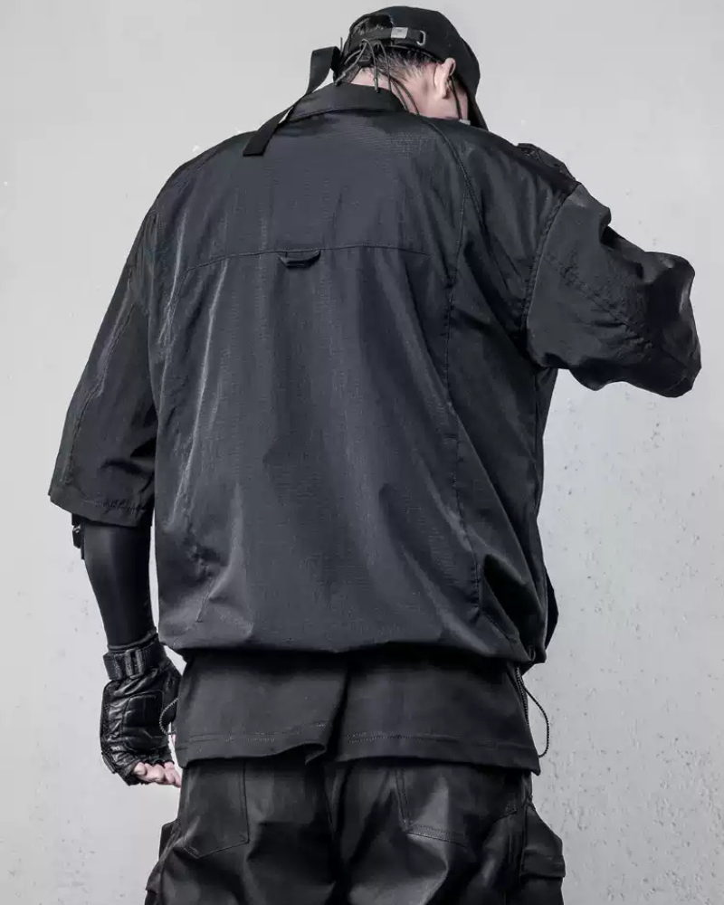 Versatile Zip-Up Short Sleeve Shirt - zip-up shirt - Stylish Zip-Up Short Sleeve Shirt for Everyday Wear - View 2