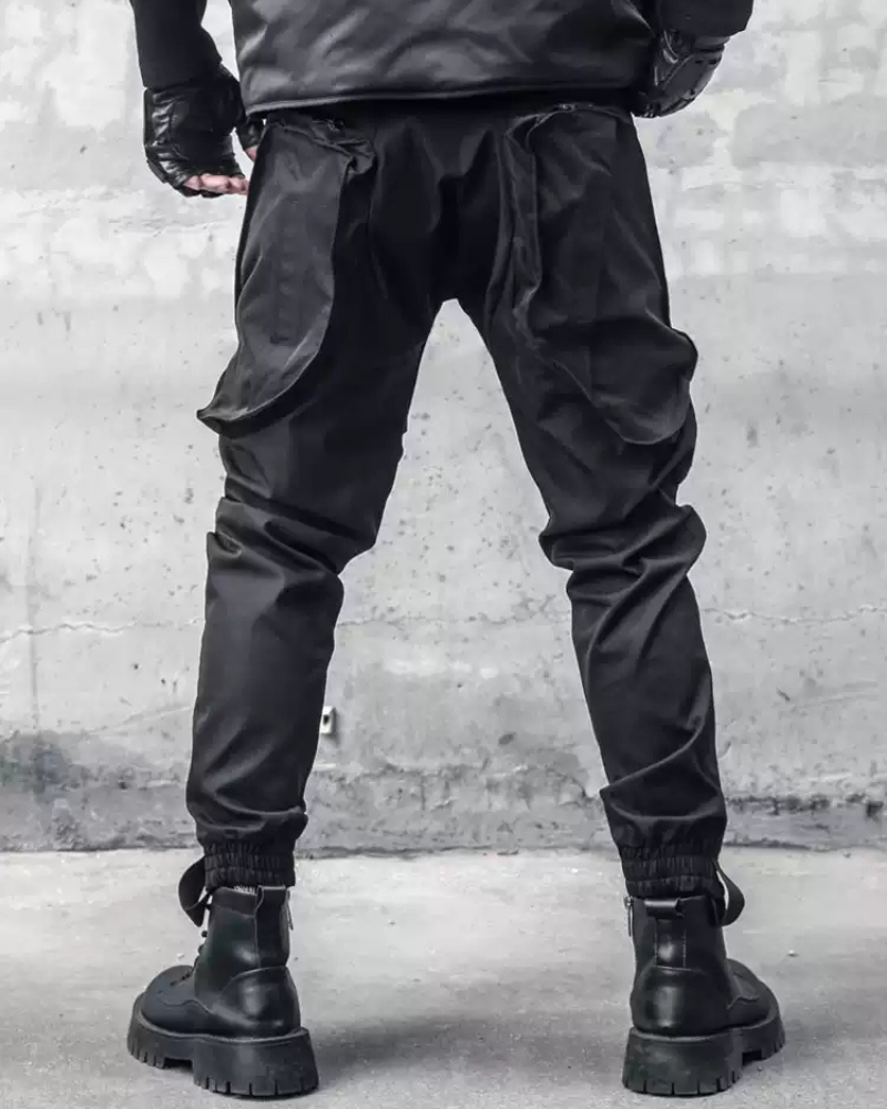 Versatile Zippered Cargo Trousers -  black trousers - Functional Zippered Cargo Trousers for Everyday Use - View 4