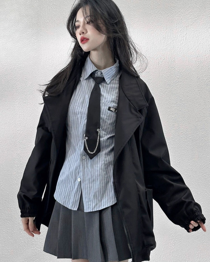 Versatile Zippered Unisex Suit Jacket -  streetwear fashion - Unisex Techwear Zip Jacket for Modern Comfort - View 7