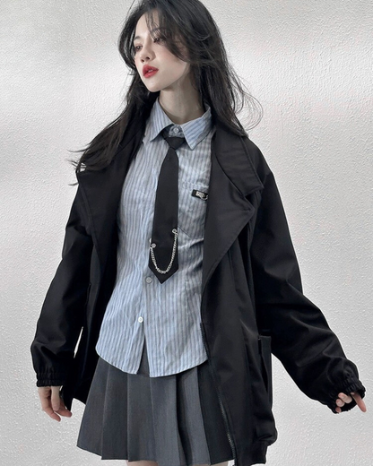 Versatile Zippered Unisex Suit Jacket -  streetwear fashion - Unisex Techwear Zip Jacket for Modern Comfort - View 7