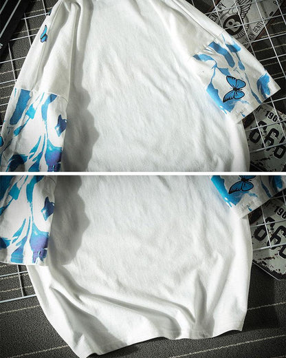 Vibrant Butterfly Urban Tee -  blue butterfly prints - Vibrant Butterfly Urban Tee for Edgy Streetwear Style - View 10
