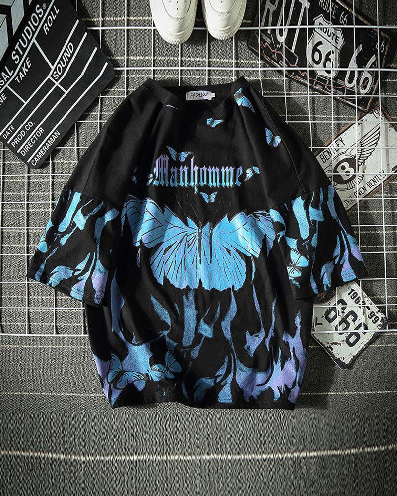 Vibrant Butterfly Urban Tee -  gothic shirt - Vibrant Butterfly Urban Tee for Edgy Streetwear Style - View 4