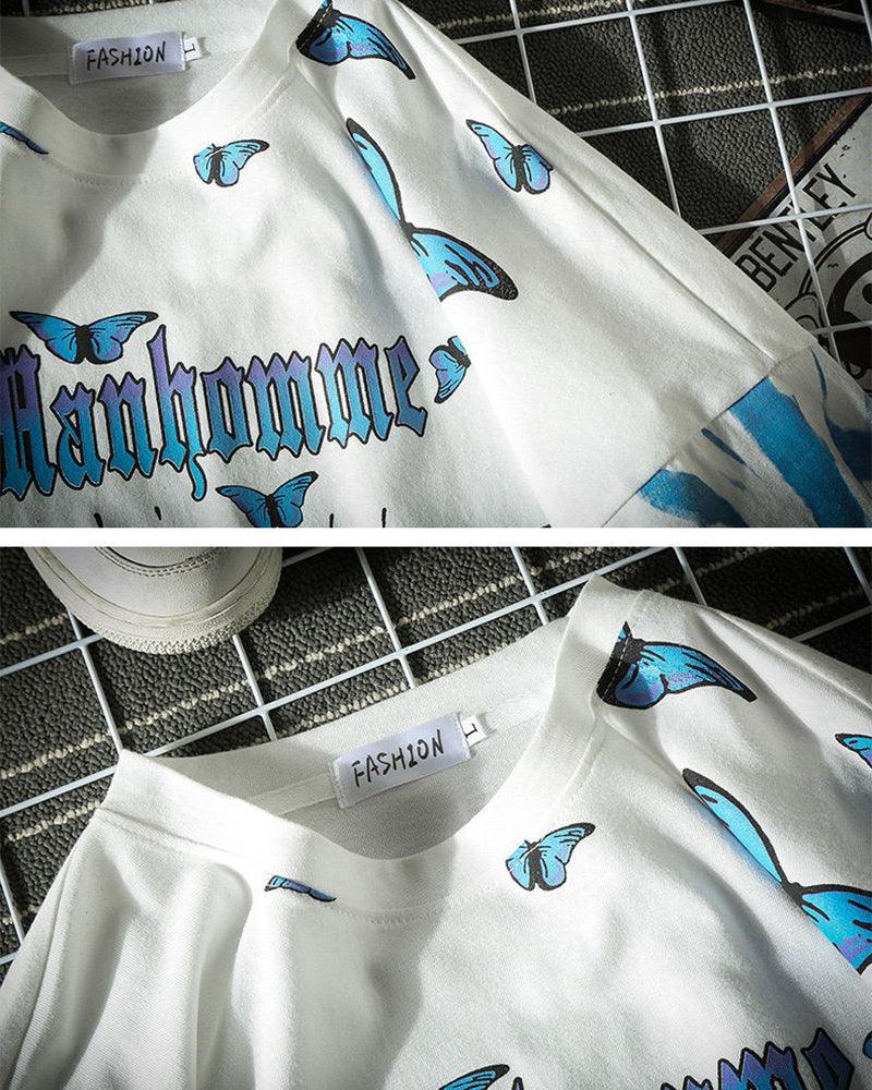 Vibrant Butterfly Urban Tee - oversized techwear t-shirt - Vibrant Butterfly Urban Tee for Edgy Streetwear Style - View 9