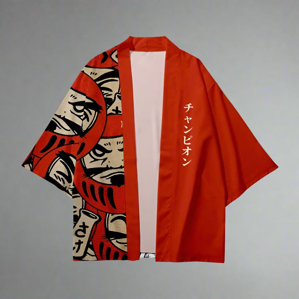 Vibrant Crimson Traditional Haori - haori - Vibrant Crimson Traditional Haori for Stylish Layering - Main view
