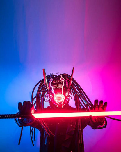 Vibrant Cyberpunk Dreadlock Helmet - futuristic cyberpunk style - Vibrant Cyberpunk Dreadlock Helmet with LED Lights - View 11