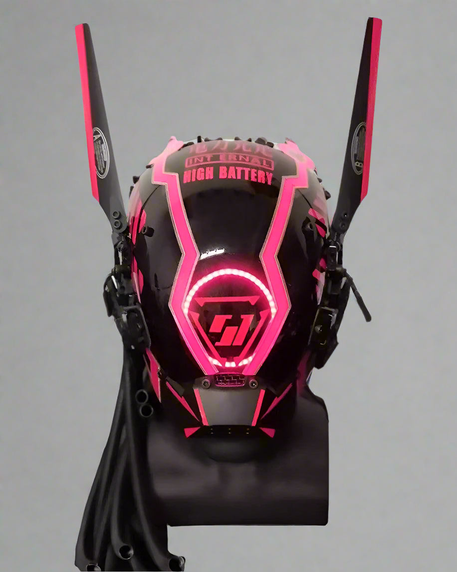 Vibrant Cyberpunk Dreadlock Helmet -  fashion accessory - Vibrant Cyberpunk Dreadlock Helmet with LED Lights - View 3