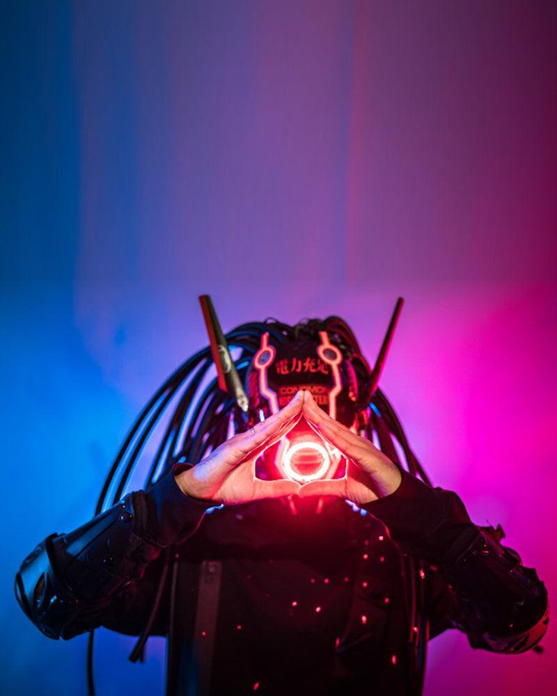 Vibrant Cyberpunk Dreadlock Helmet -  fashion accessory - Vibrant Cyberpunk Dreadlock Helmet with LED Lights - View 12