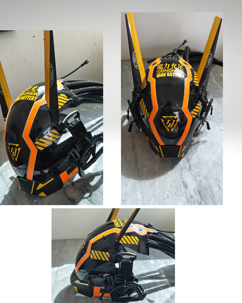 Vibrant Cyberpunk Dreadlock Helmet -  futuristic helmet - Vibrant Cyberpunk Dreadlock Helmet with LED Lights - View 13