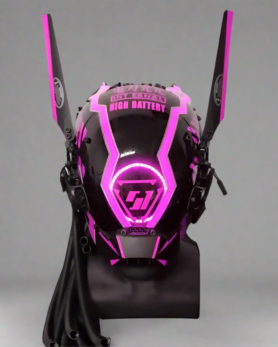 Vibrant Cyberpunk Dreadlock Helmet -  futuristic helmet - Vibrant Cyberpunk Dreadlock Helmet with LED Lights - View 4