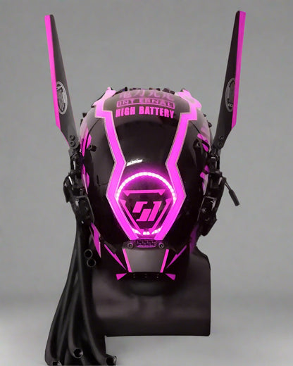 Vibrant Cyberpunk Dreadlock Helmet -  futuristic helmet - Vibrant Cyberpunk Dreadlock Helmet with LED Lights - View 4