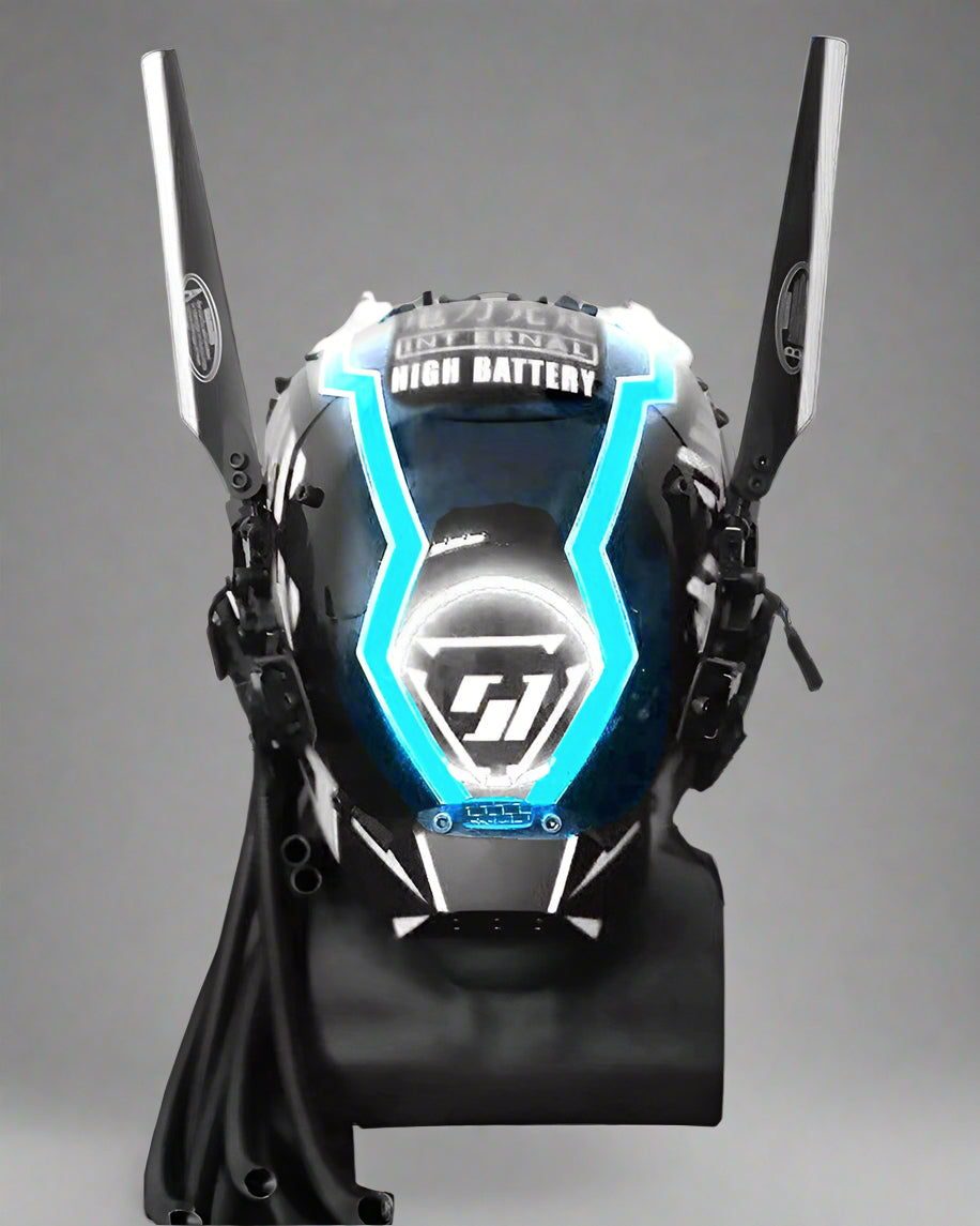 Vibrant Cyberpunk Dreadlock Helmet -  LED helmet - Vibrant Cyberpunk Dreadlock Helmet with LED Lights - View 6