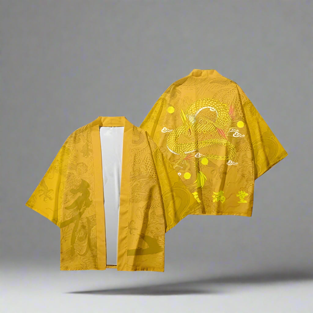 Vibrant Dragon Spirit Kimono -  haori jacket - Vibrant Dragon Spirit Haori Kimono for All Sizes - View 3