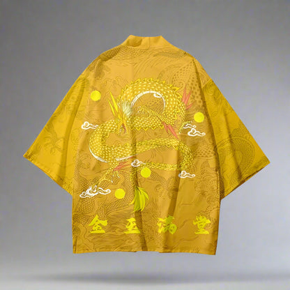 Vibrant Dragon Spirit Kimono - yellow dragon haori - Vibrant Dragon Spirit Haori Kimono for All Sizes - View 2