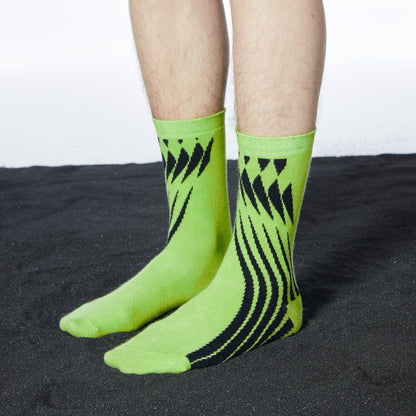 Vibrant Geometric Green Crew Socks - crew socks - Colorful Mid-Calf Green Geometric Crew Socks for Comfort - Main view