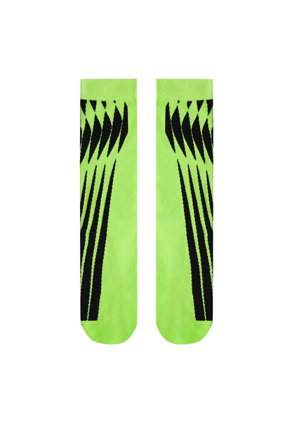 Vibrant Geometric Green Crew Socks - New Arrivals - Colorful Mid-Calf Green Geometric Crew Socks for Comfort - View 9