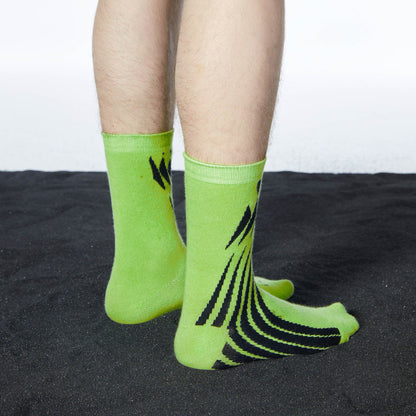 Vibrant Geometric Green Crew Socks - stylish socks - Colorful Mid-Calf Green Geometric Crew Socks for Comfort - View 3