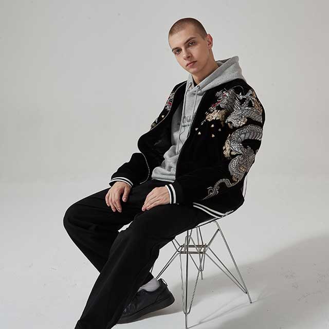 Vibrant Japanese Bomber Jacket -  embroidery - Japanese Bomber Jacket with Intricate Embroidery - View 5