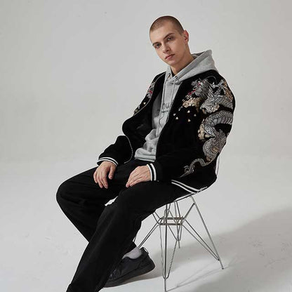 Vibrant Japanese Bomber Jacket -  embroidery - Japanese Bomber Jacket with Intricate Embroidery - View 5