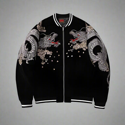 Vibrant Japanese Bomber Jacket - streetwear fashion jacket - Japanese Bomber Jacket with Intricate Embroidery - View 2