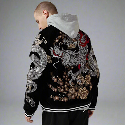 Vibrant Japanese Bomber Jacket -  streetwear - Japanese Bomber Jacket with Intricate Embroidery - View 6