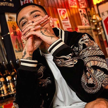 Vibrant Japanese Bomber Jacket -  sukajan jacket - Japanese Bomber Jacket with Intricate Embroidery - View 7