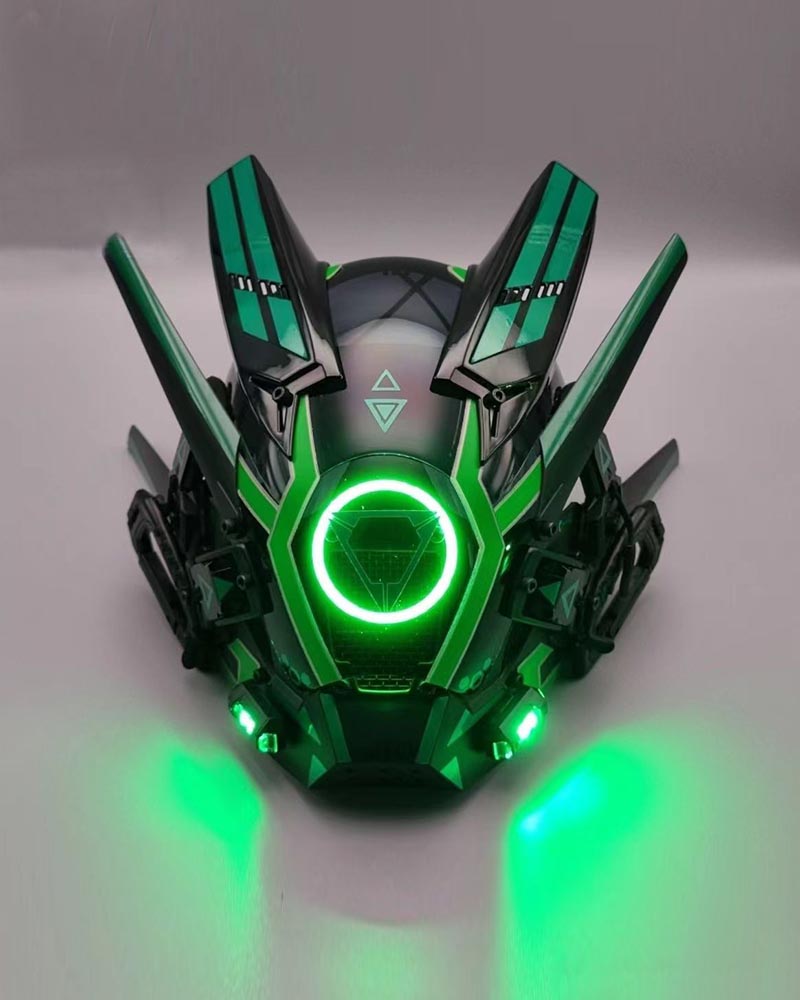 futuristic motorcycle helmet led Vibrant LED Cyberpunk Helmet for Unique Style – Imaphotic
