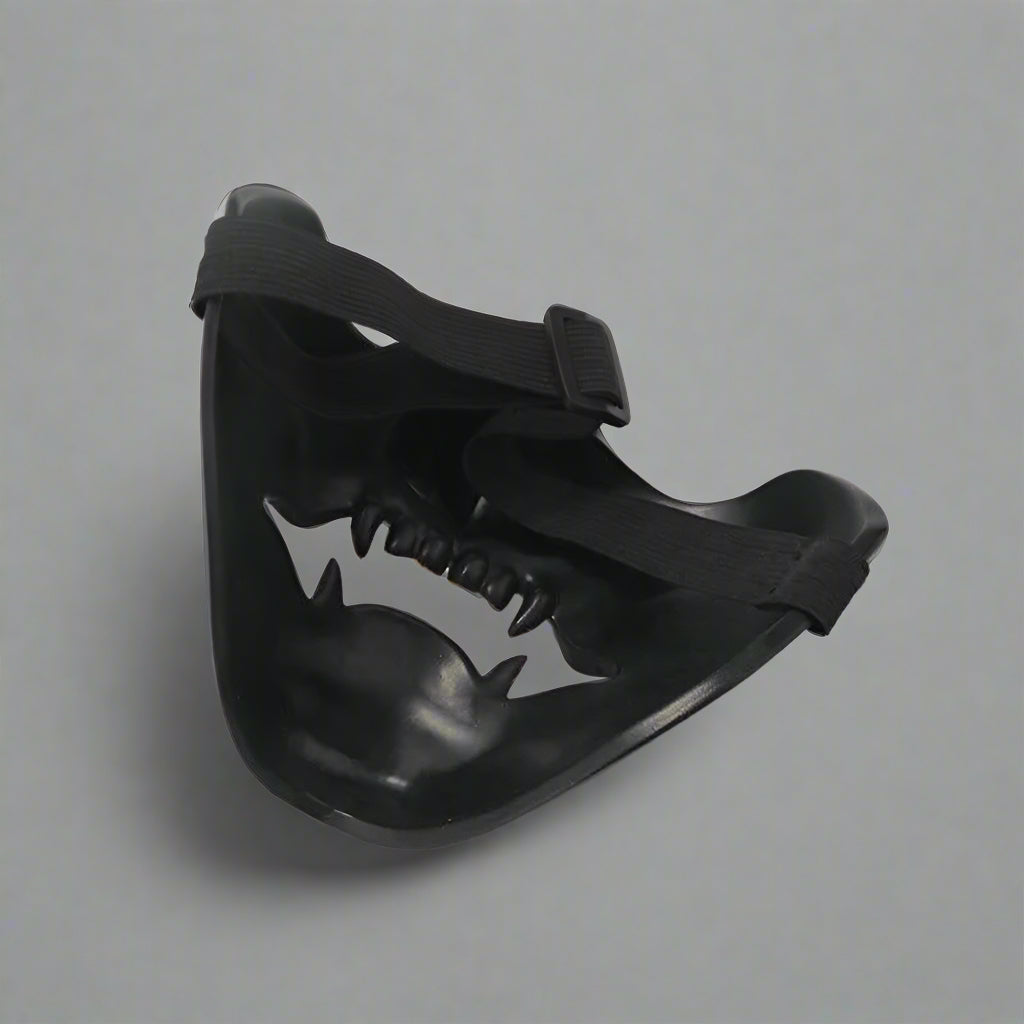 Vibrant Oni Half Face Mask -  hannya mask - Intricate Black Oni Half Face Mask for Cosplay & Fashion - View 6