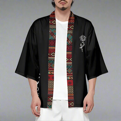 Vibrant Patterned Kimono Cover-up -  comfortable kimono - Tribal Print Kimono Cover-up for Versatile Styling - View 3