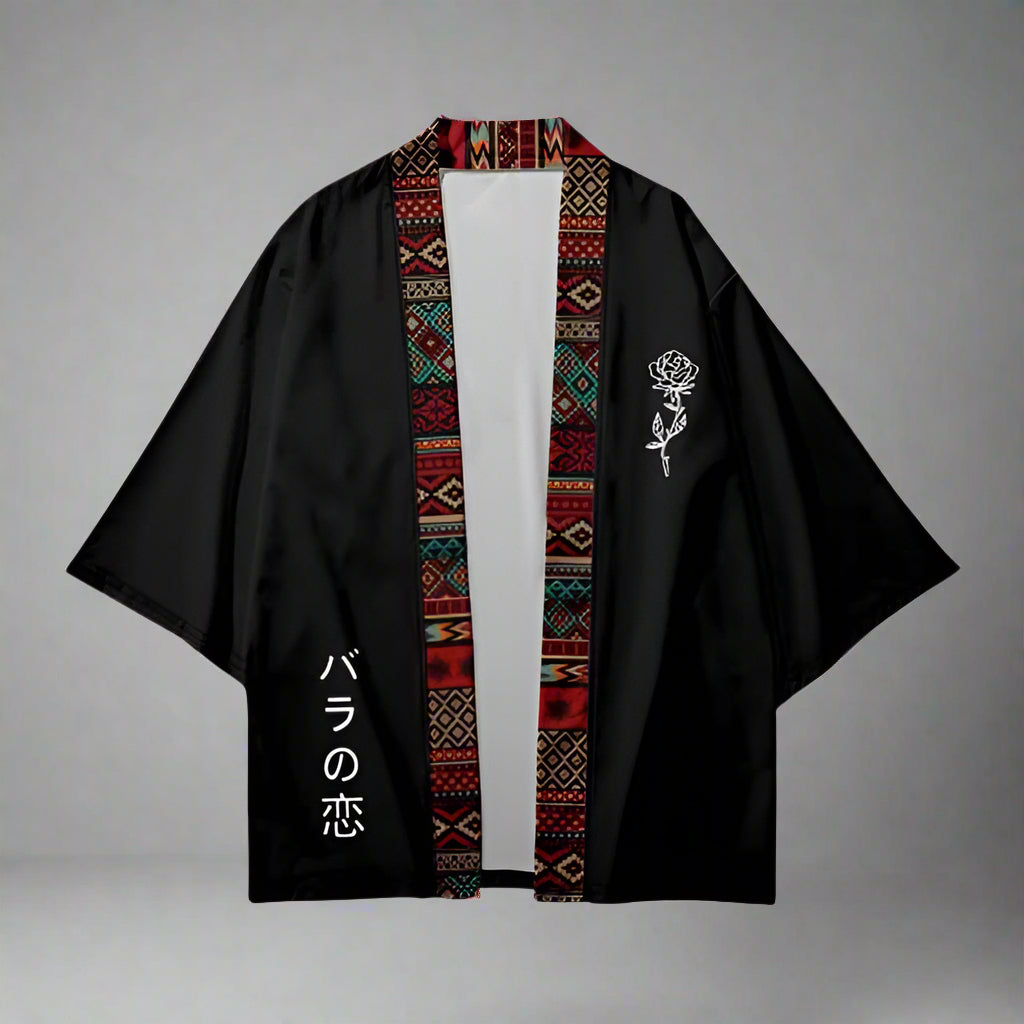 Vibrant Patterned Kimono Cover-up - kimono cover-up - Tribal Print Kimono Cover-up for Versatile Styling - Main view