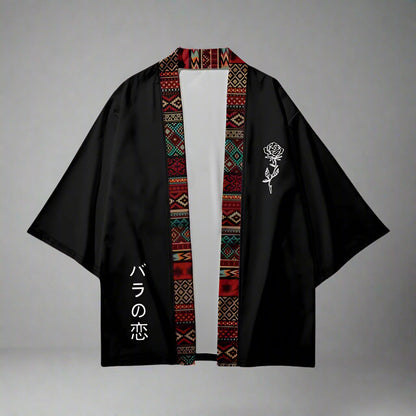 Vibrant Patterned Kimono Cover-up - kimono cover-up - Tribal Print Kimono Cover-up for Versatile Styling - Main view