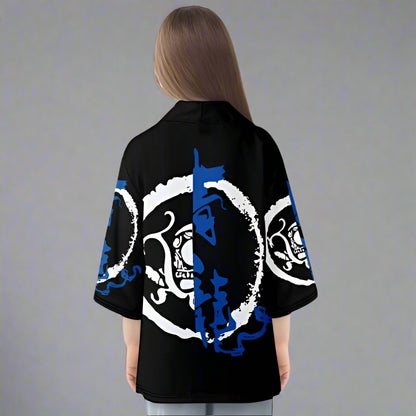 Vibrant Red and White Kimono -  modern kimono - Red and White Kimono Jacket with Floral Prints - View 7