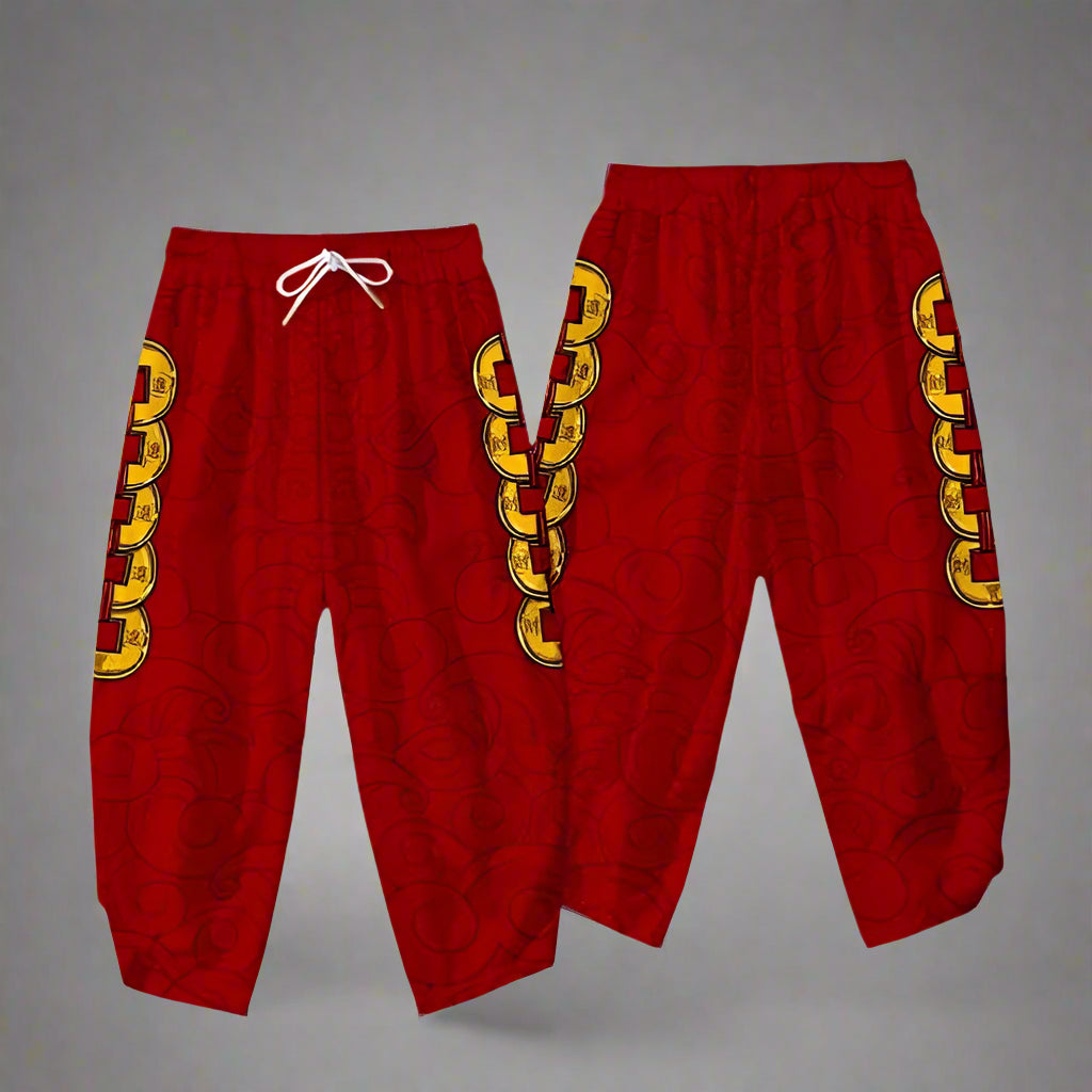 Vibrant Red Haori Ensemble - haori jacket - Traditional Red Haori Set with Dragon and Koi Designs - View 2