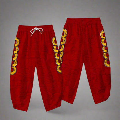 Vibrant Red Haori Ensemble - haori jacket - Traditional Red Haori Set with Dragon and Koi Designs - View 2