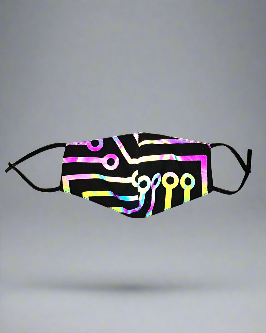 Vibrant Reflective Futuristic Face Mask - cyberpunk face mask - Reflective Futuristic Face Mask for Unique Style - Main view