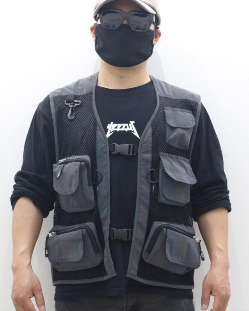 Vibrant Reflective Multi-Pocket Vest -  outdoor vest - Vibrant Reflective Multi-Pocket Vest for Street Style - View 5