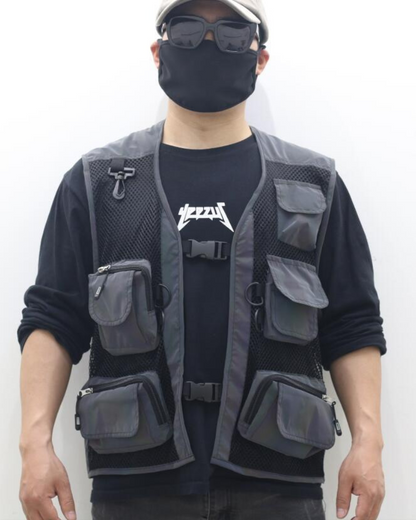 Vibrant Reflective Multi-Pocket Vest -  outdoor vest - Vibrant Reflective Multi-Pocket Vest for Street Style - View 5