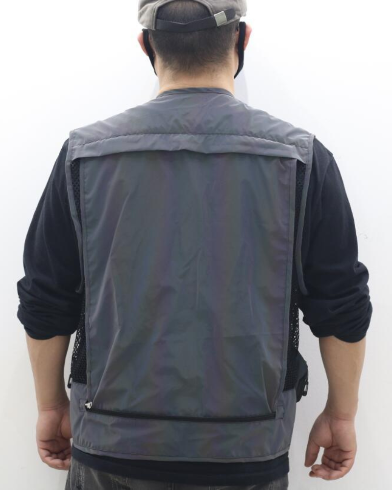 Vibrant Reflective Multi-Pocket Vest -  streetwear vest - Vibrant Reflective Multi-Pocket Vest for Street Style - View 7