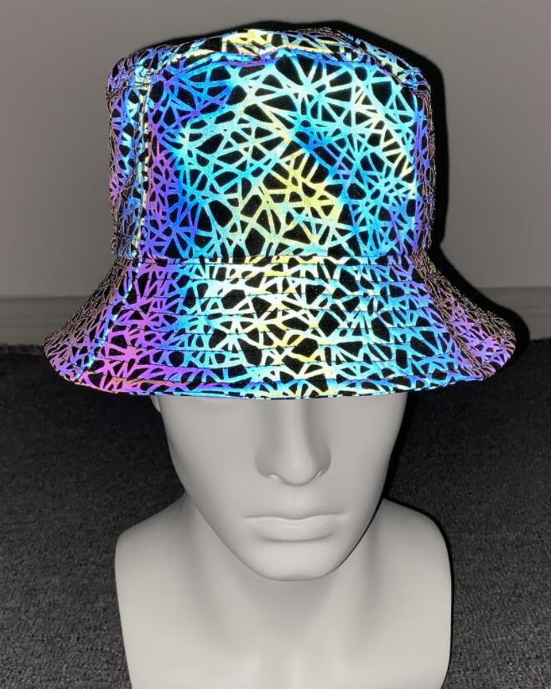 Vibrant Reflective Rainbow Bucket Hat -  techwear accessories - Reflective Rainbow Bucket Hat for Stylish Looks - View 6