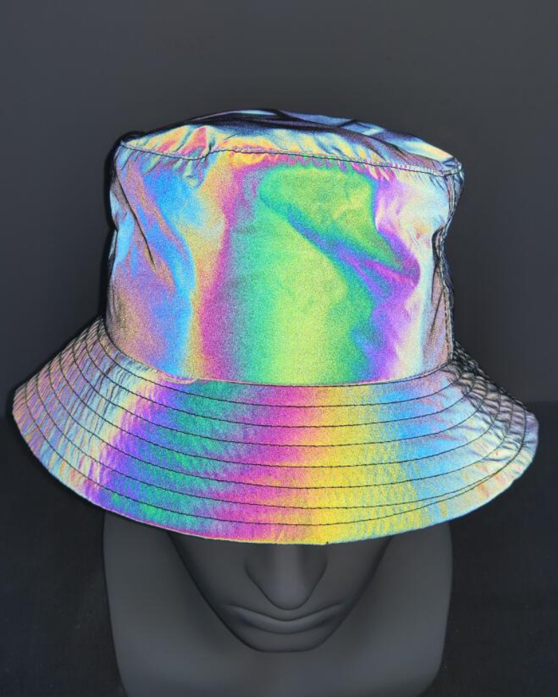 Vibrant Reflective Rainbow Bucket Hat -  trendy hat - Reflective Rainbow Bucket Hat for Stylish Looks - View 7