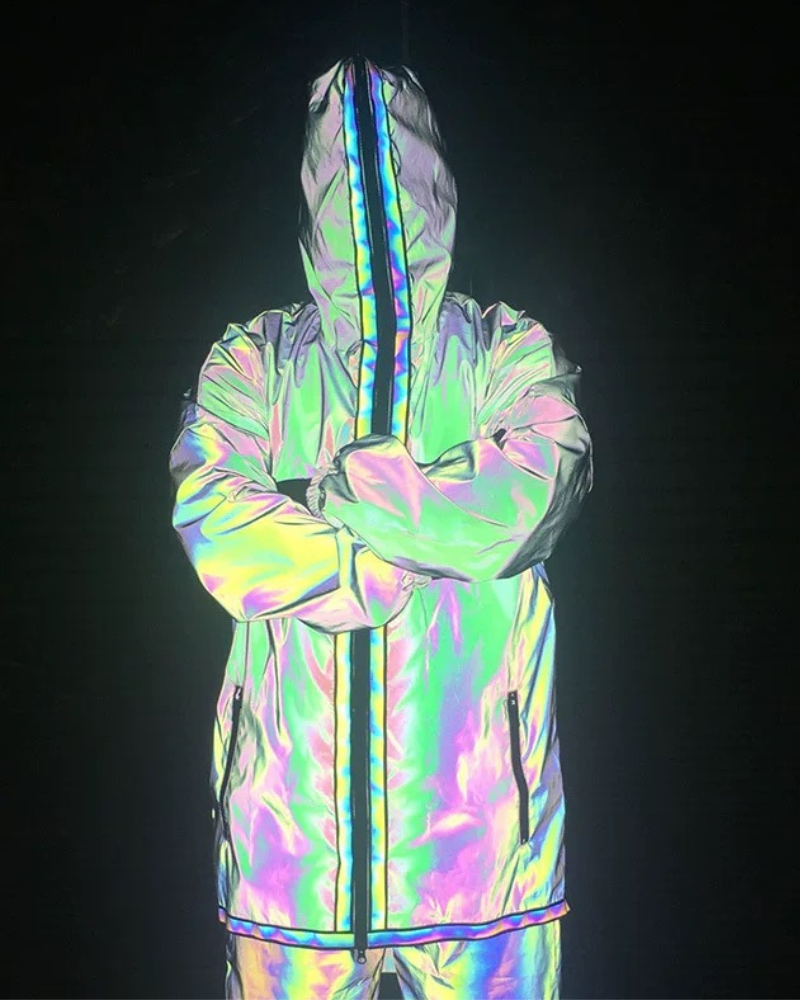 Vibrant Reflective Techwear Jacket -  comfortable techwear fashion - Reflective Techwear Jacket in Black for Urban Fashion - View 4