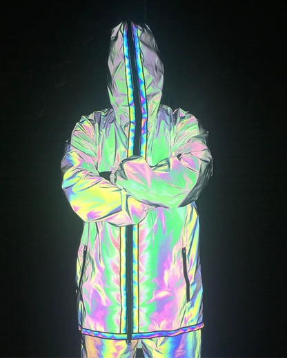 Vibrant Reflective Techwear Jacket -  comfortable techwear fashion - Reflective Techwear Jacket in Black for Urban Fashion - View 4
