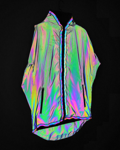 Vibrant Reflective Techwear Jacket -  hooded jacket - Reflective Techwear Jacket in Black for Urban Fashion - View 14