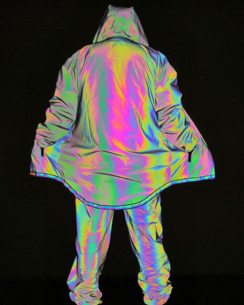 Vibrant Reflective Techwear Jacket -  hooded jacket - Reflective Techwear Jacket in Black for Urban Fashion - View 6