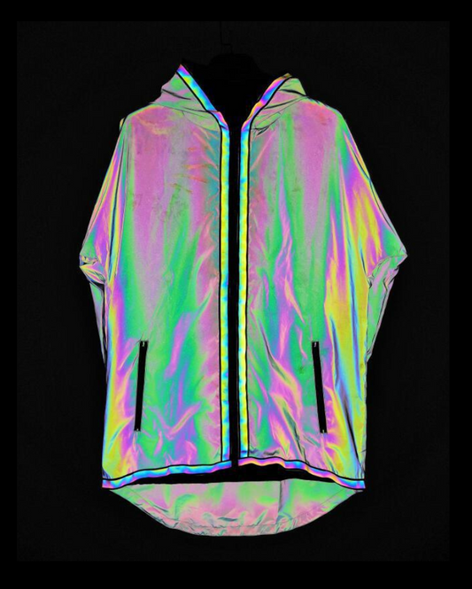 Vibrant Reflective Techwear Jacket - reflective jacket - Reflective Techwear Jacket in Black for Urban Fashion - Main view