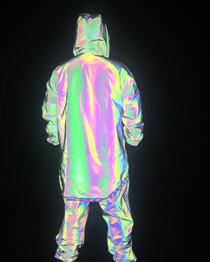 Vibrant Reflective Techwear Jacket - reflective jacket - Reflective Techwear Jacket in Black for Urban Fashion - View 9