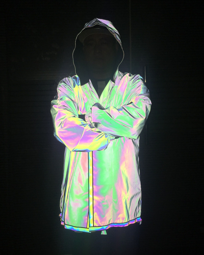 Vibrant Reflective Techwear Jacket - reflective techwear clothing - Reflective Techwear Jacket in Black for Urban Fashion - View 10