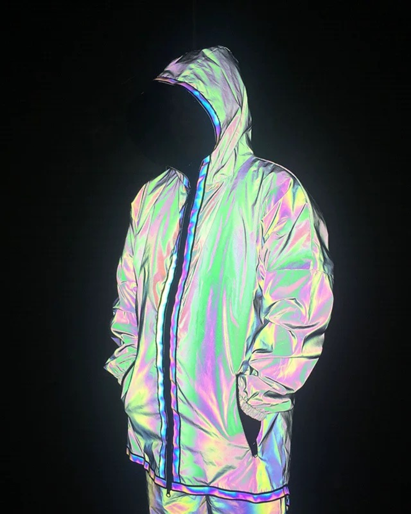 Vibrant Reflective Techwear Jacket -  techwear jacket - Reflective Techwear Jacket in Black for Urban Fashion - View 7